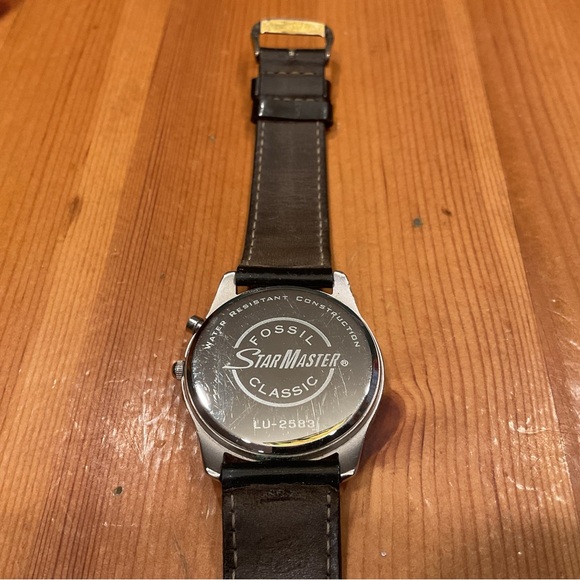 FOSSIL STARMASTER WATCH VINTAGE LEOPARD DALMATION BORDER PATENT BLACK LEATHER main image 7